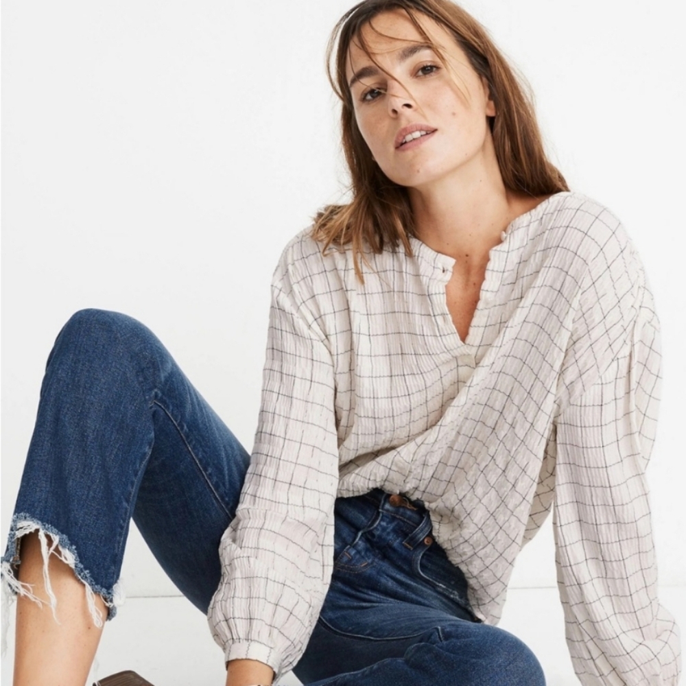 Madewell Meadow Shirt Blouse Windowpane